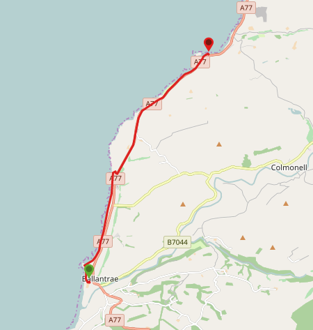 Route map - Ballantrae to Lendalfoot