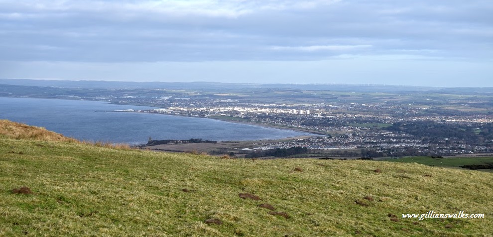 Panoramic view looking north along the Ayrshire Coast from the summit of Brown Carrick Hill