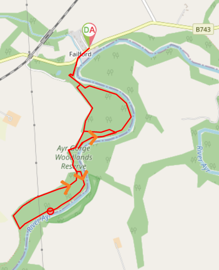 Route map - Ayr Gorge Woodland walk
