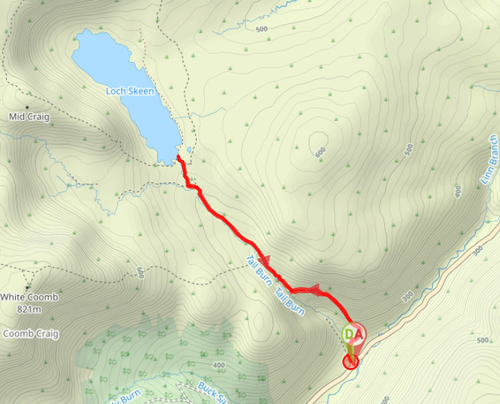 Route map - Grey Mare's Tail, Moffat