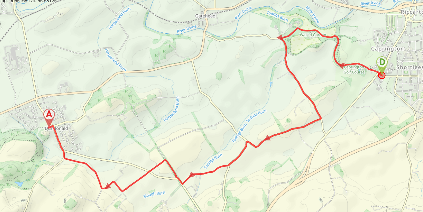 Route map - Kilmarnock to Dundonald