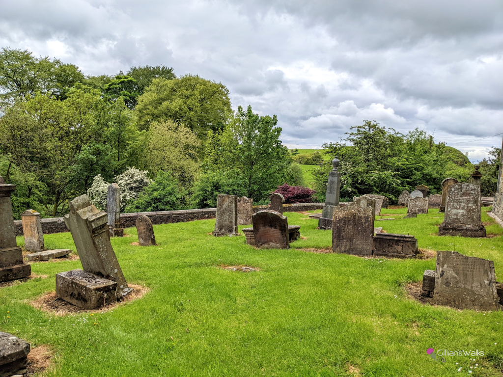 Ancient gravestones in Dunlop Kirk graveyard
