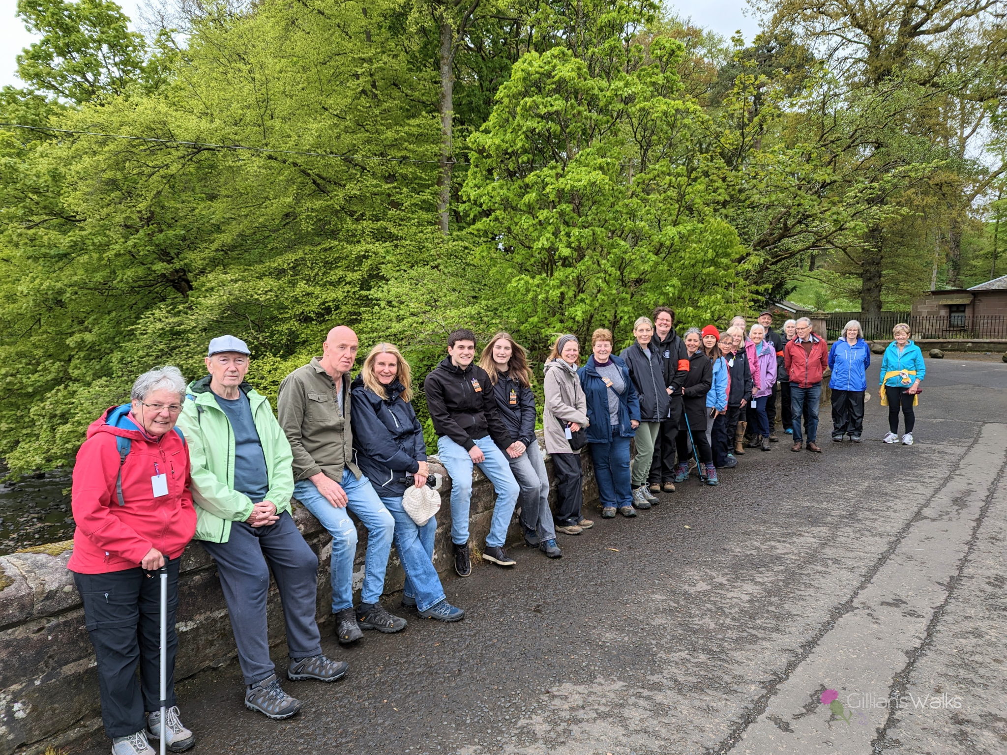 Group posing for a photo on Ranoldcoup Bridge Darvel