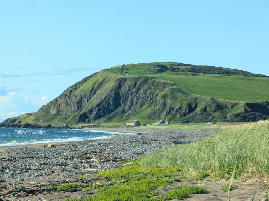 Sand and shingle beach giving way to the rocky headland of Bennane just north of Ballantrae