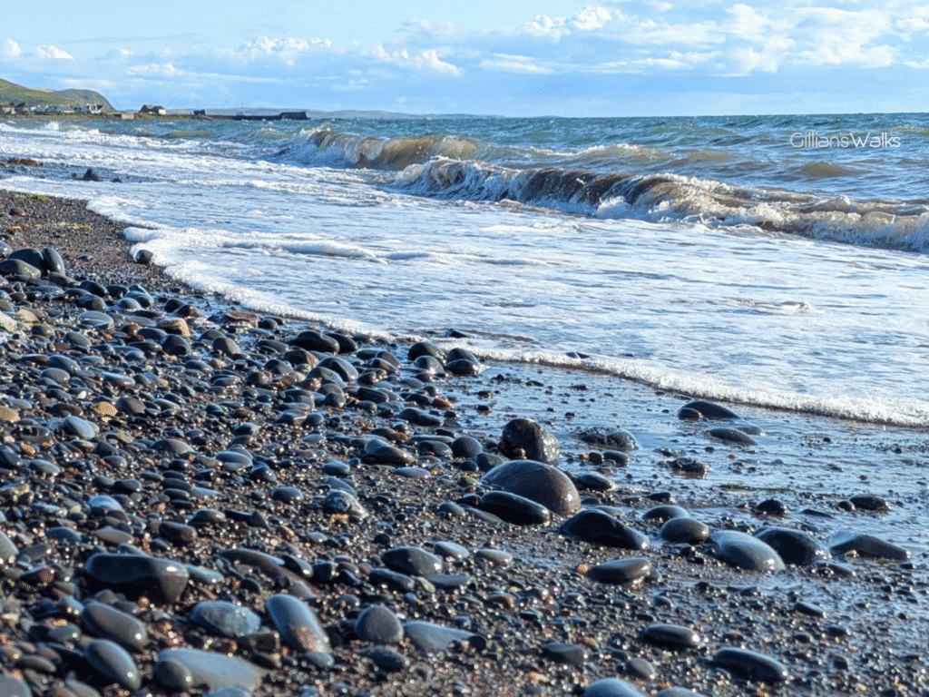 Gentle waves lapping the pebbles on Ballantrae Beach