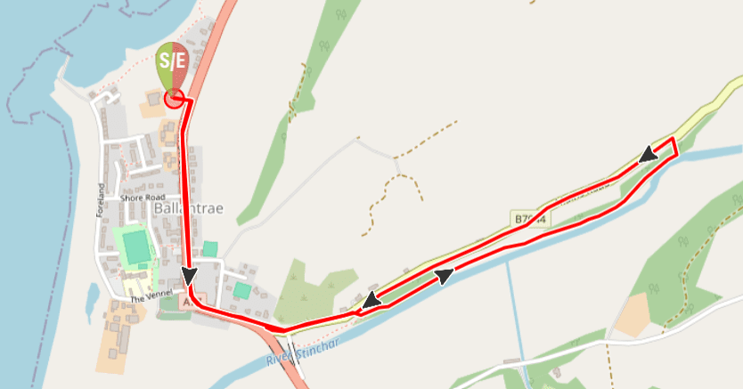 Image showing the map of the walking route along the River Stinchar at Ballantrae