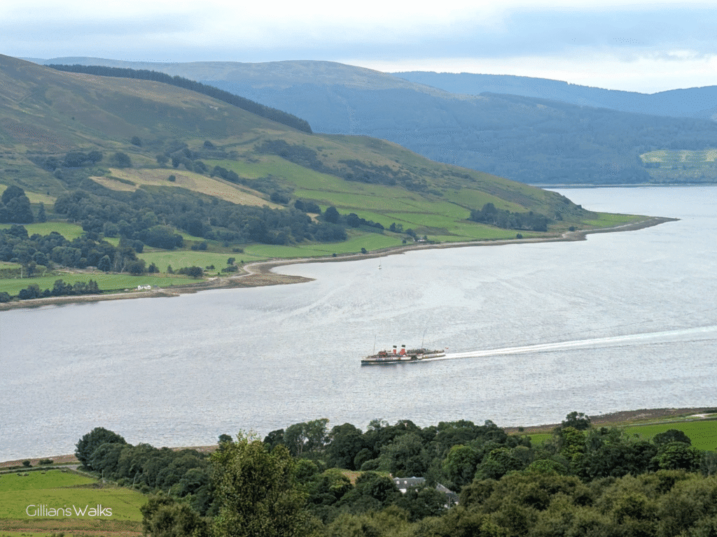 The Waverley paddle steamer sailing up the Kyles of Bute